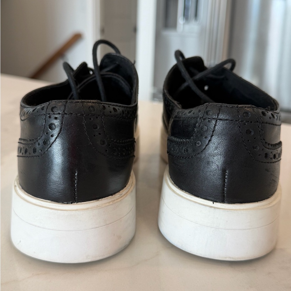 Clarks Black Leather Platform Oxford Brogue Shoes Women’s 9 - Picture 4 of 8